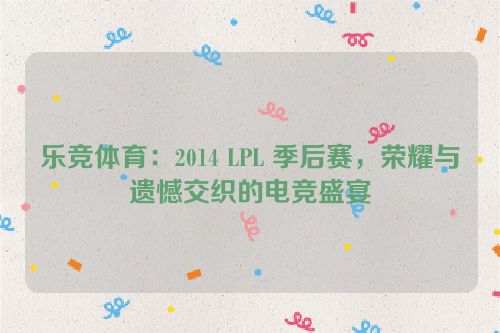 乐竞体育：2014 LPL 季后赛，荣耀与遗憾交织的电竞盛宴