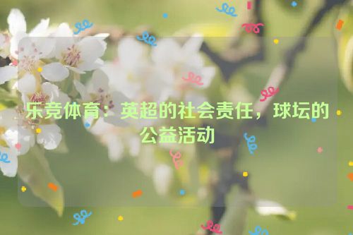 乐竞体育：英超的社会责任，球坛的公益活动