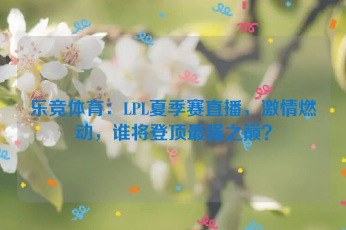 乐竞体育：LPL夏季赛直播，激情燃动，谁将登顶最强之巅？