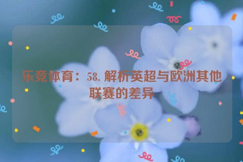 乐竞体育：58. 解析英超与欧洲其他联赛的差异